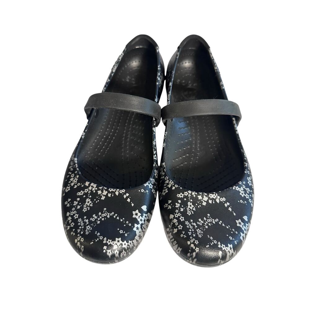 Crocs Floral Mary Jane Flats Women’s 9 Balletcore Comfort Slip On Shoes